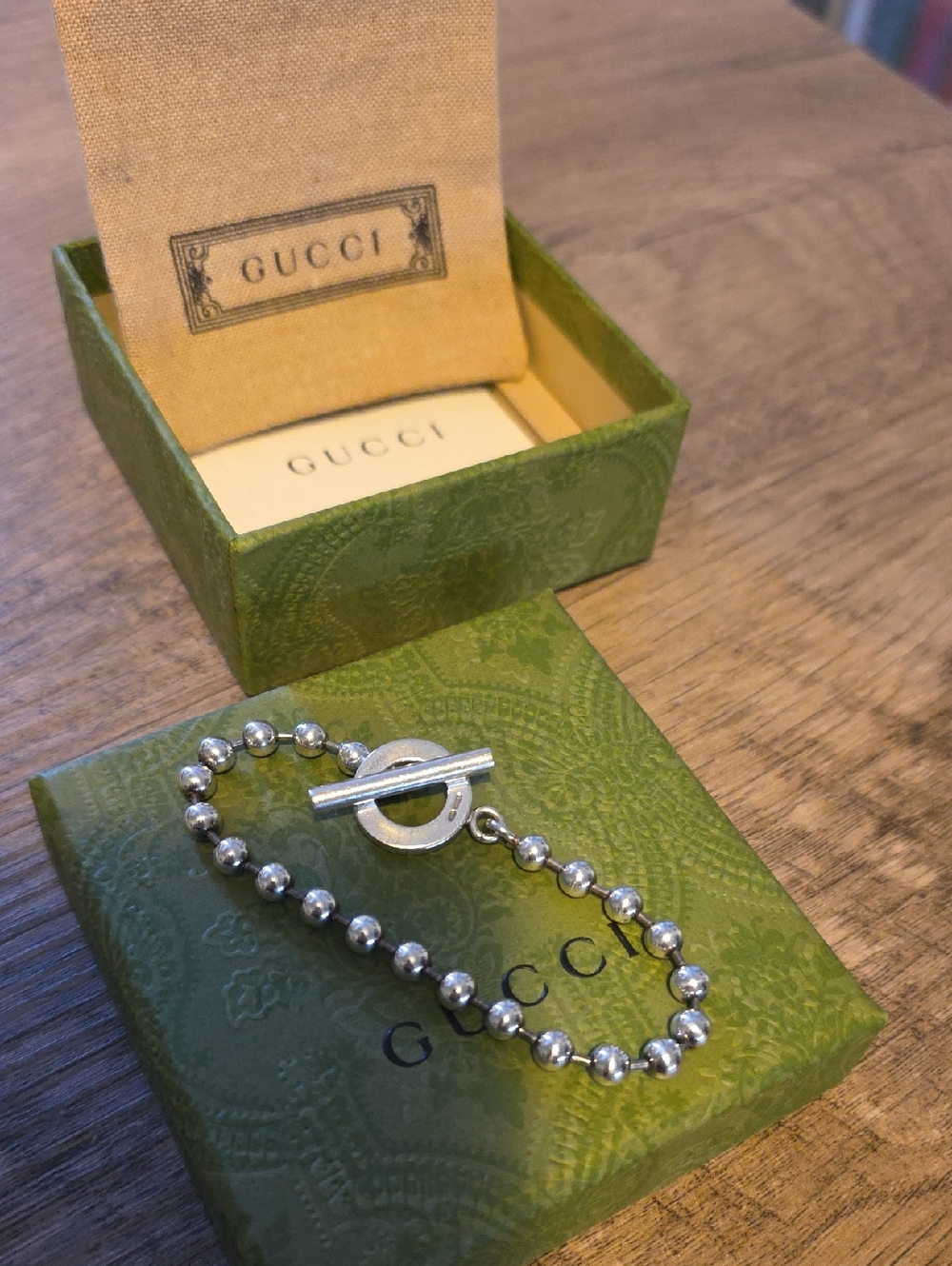 Gucci Silver Bead Toggle Bracelet